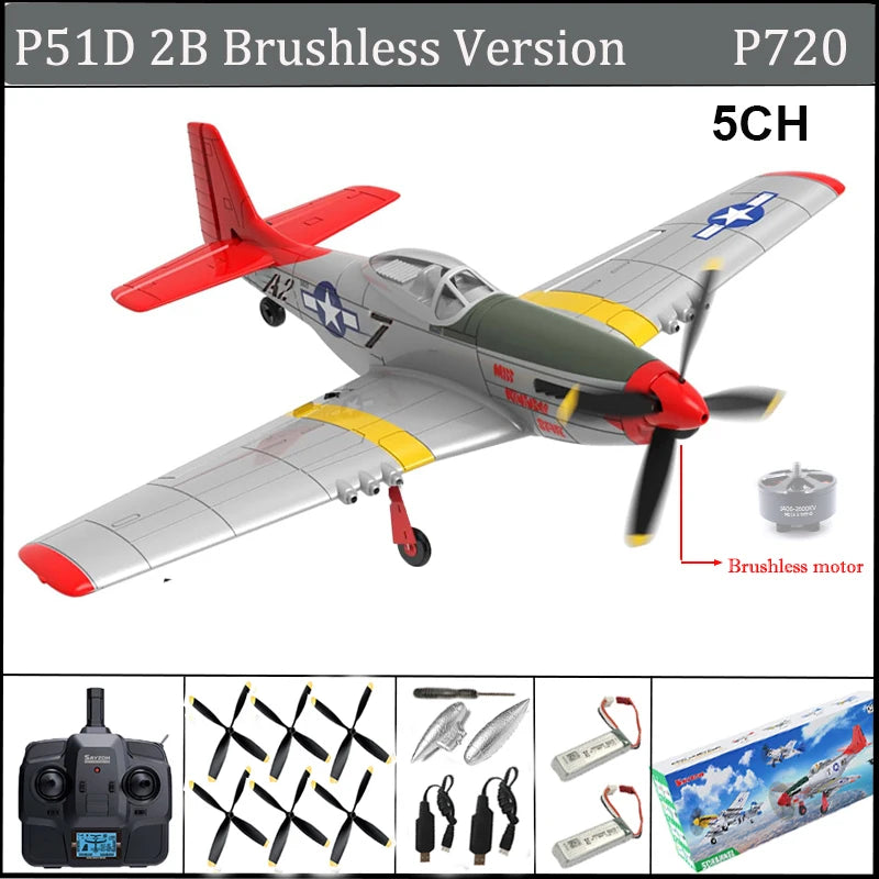 RC Plane 5CH 3D/6G Fixed-wing RC Airplane 2.4GHz P51D Mustang RTF for Adults Beginners Easy to Fly