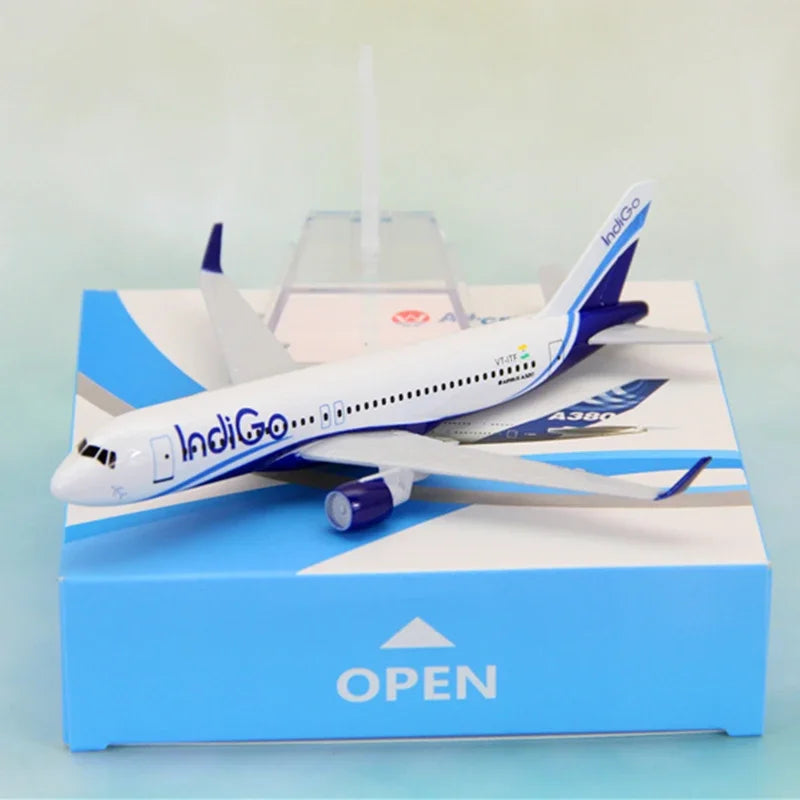 A320 Model with Base Alloy Aircraft Plane Toy Model India IndiGo Airlines
