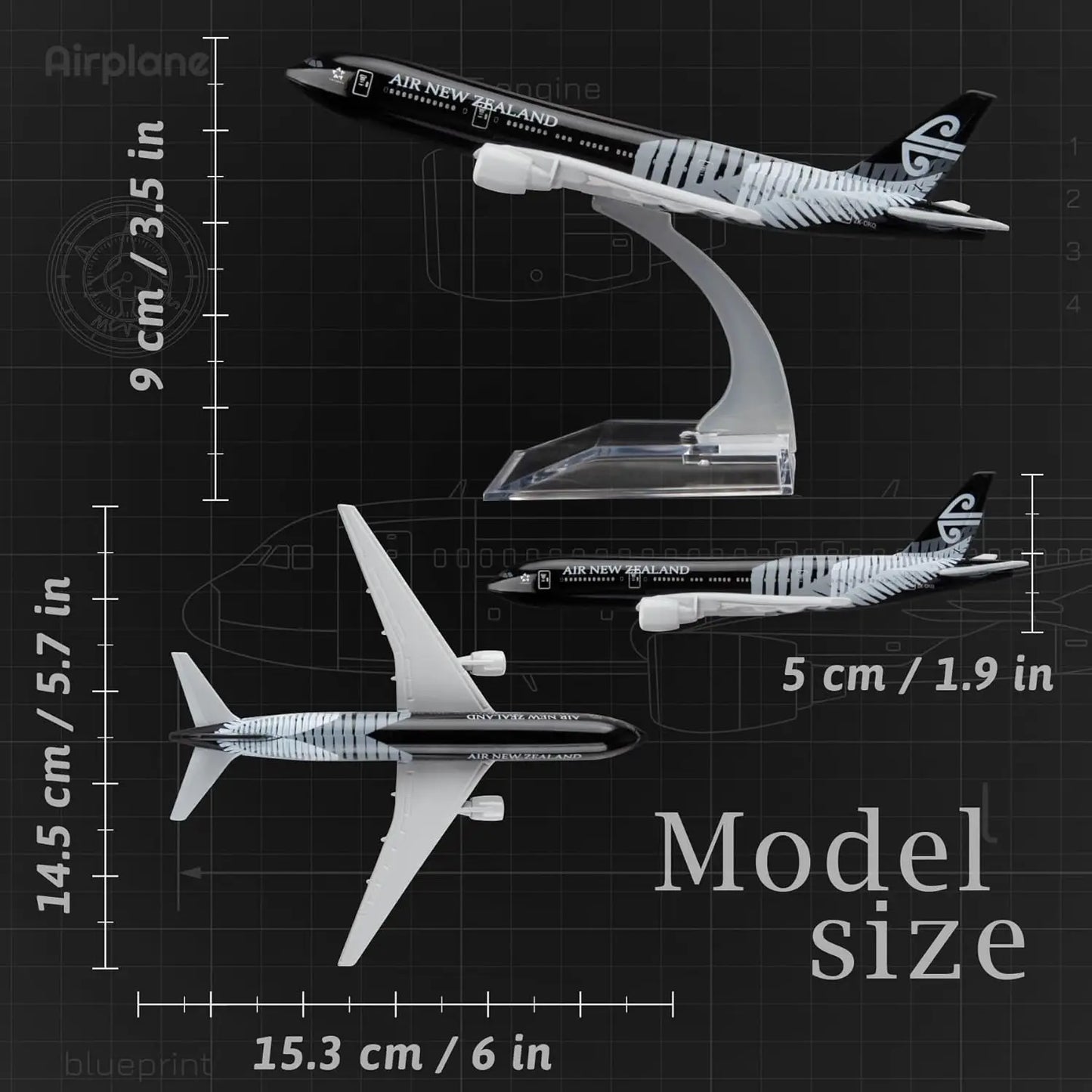 1/400 16cm Air New Zealand B777 Airplane