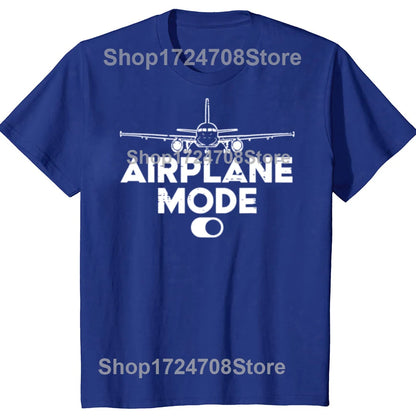 Airplane Mode On Aviation Aviator T-shirts Men Women's Fashion Casual Tshirt 100% Cotton