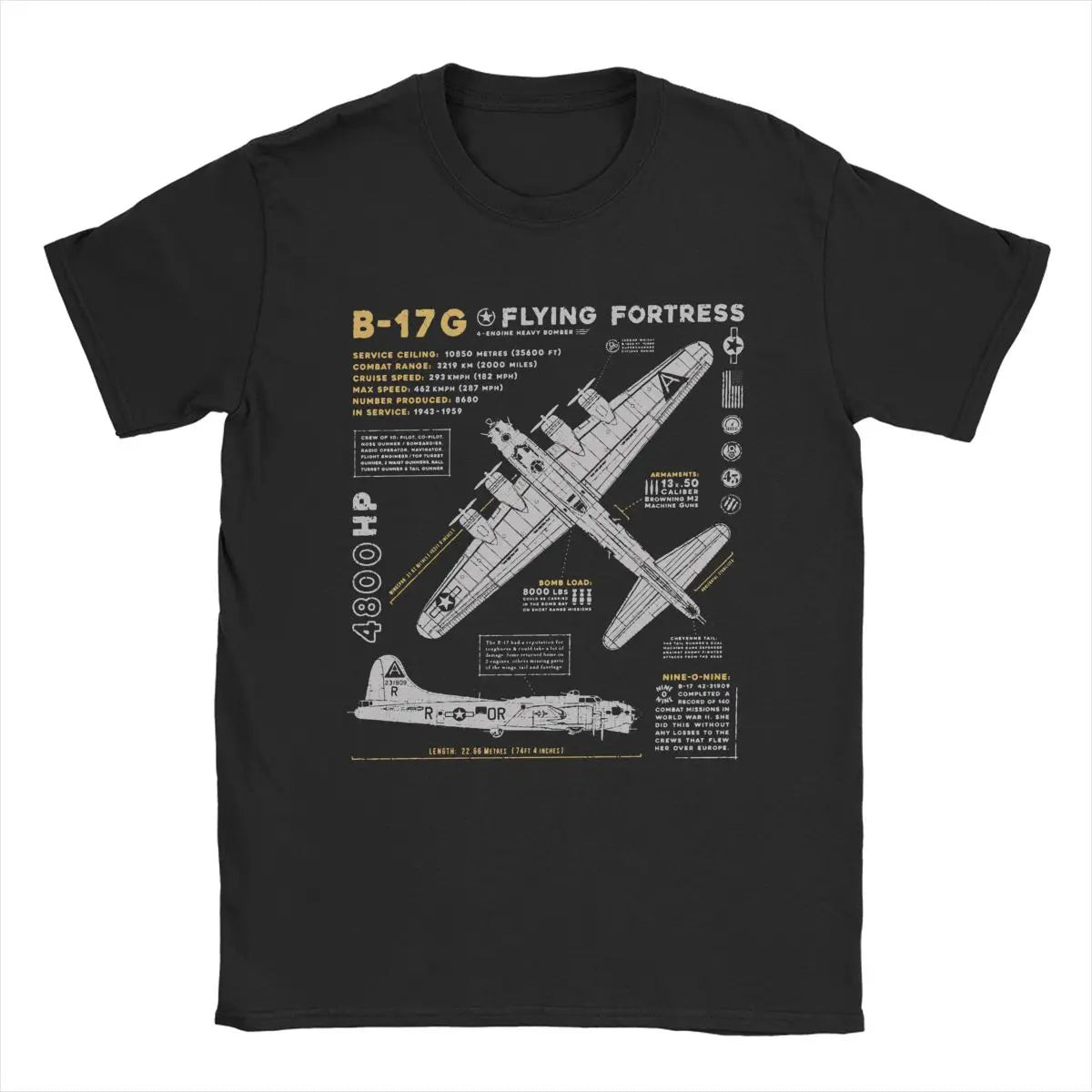Men's T-Shirts B-17 Flying Fortress Humor Cotton Tees Fighter Plane WW2 War Pilot Aircraft Airplane T Shirt Tops 4XL 5XL 6XL