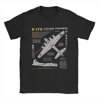 Men's T-Shirts B-17 Flying Fortress Humor Cotton Tees Fighter Plane WW2 War Pilot Aircraft Airplane T Shirt Tops 4XL 5XL 6XL