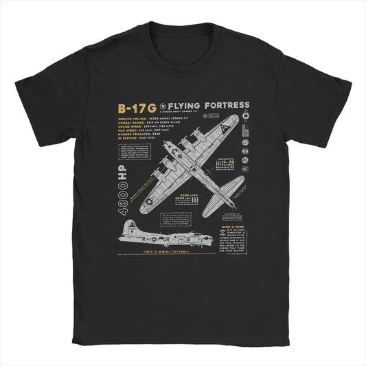 Men's T-Shirts B-17 Flying Fortress Humor Cotton Tees Fighter Plane WW2 War Pilot Aircraft Airplane T Shirt Tops 4XL 5XL 6XL