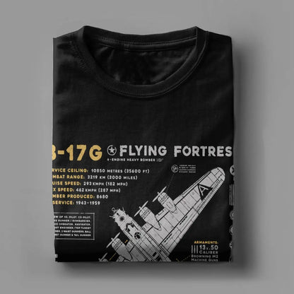 Men's T-Shirts B-17 Flying Fortress Humor Cotton Tees Fighter Plane WW2 War Pilot Aircraft Airplane T Shirt Tops 4XL 5XL 6XL