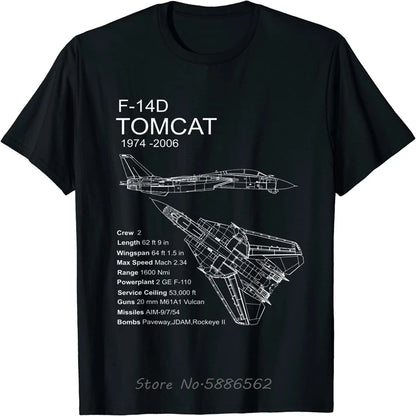F-14 Tomcat F14 Aircraft Airplane Blueprint Schematic Men T-Shirt Oversized Unisex T Shirt Cotton