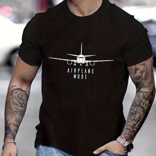 Shirts for Men Airplane Mode Travel T-shirts Short Sleeve Clothing Men's Tops