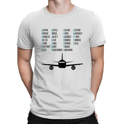 Phonetic Alphabet T-shirt Airplane Pilot Gift Aviation Lover Tshirt Cotton O-neck Unisex Tops Tees Men