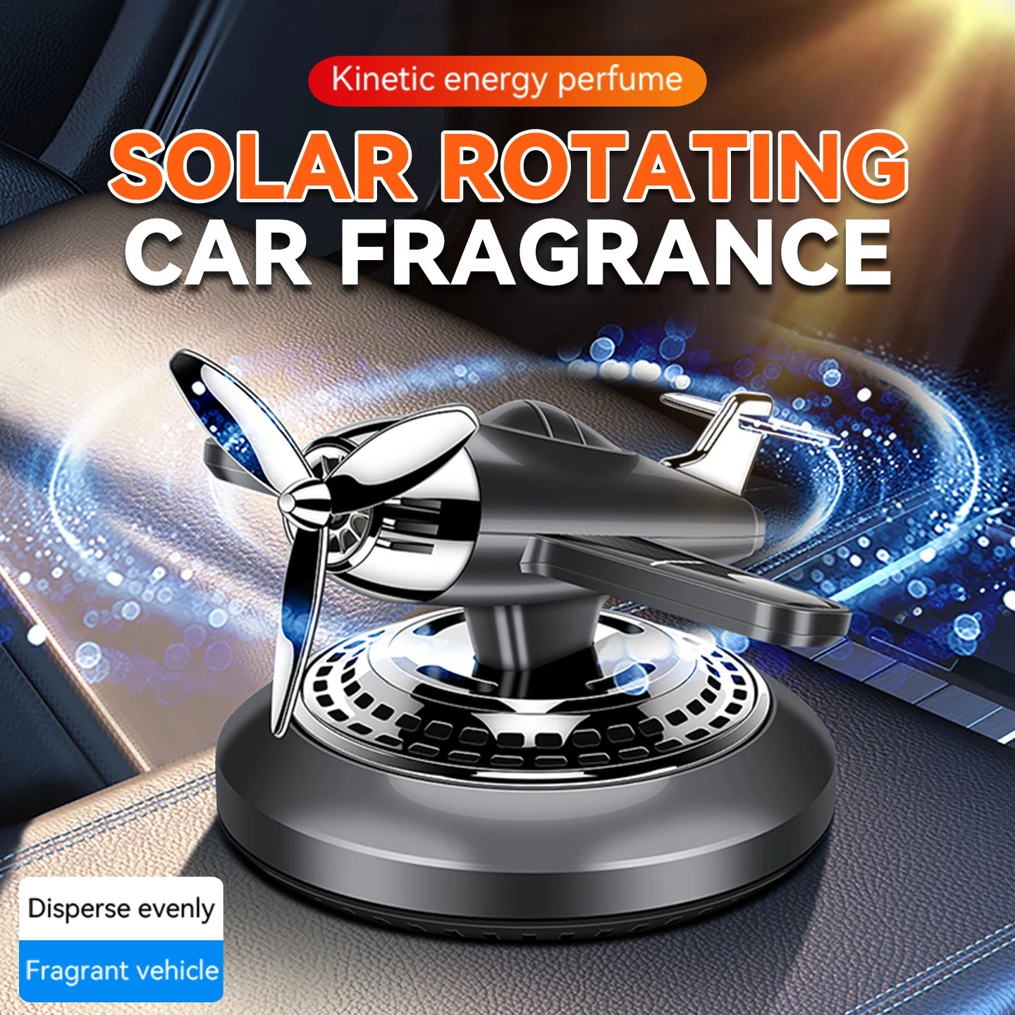 Rotating solar energy powered fighter car air freshener