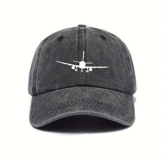 Airplane printed cap with simple design, men and women