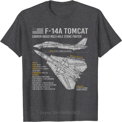 F-14 Tomcat F14 Aircraft Airplane Blueprint Schematic Men T-Shirt Oversized Unisex T Shirt Cotton