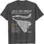 F-14 Tomcat F14 Aircraft Airplane Blueprint Schematic Men T-Shirt Oversized Unisex T Shirt Cotton