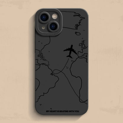 Travel-nspired Airplane Route Desian Phone Case For iPhone 16 15 14 13 12 11 Pro Max Mini 7 8 Plus XR XS Max Soft Silicone Cover