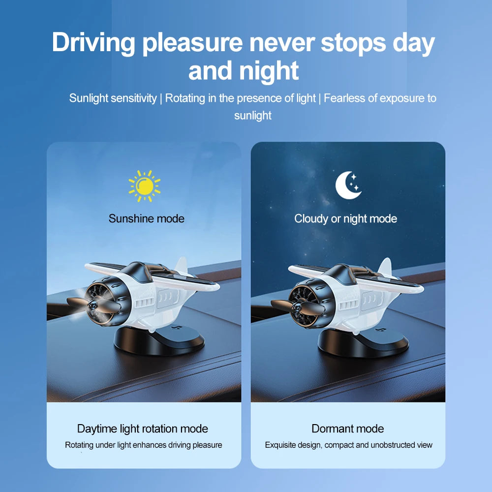 Solar Powered Aircraft For Car Tabletop Office Alloy Solar Energy Rotate Airplane Ornaments Solar Energy Rotate Helicopter Decor