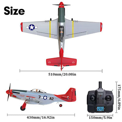 RC Plane 5CH 3D/6G Fixed-wing RC Airplane 2.4GHz P51D Mustang RTF for Adults Beginners Easy to Fly