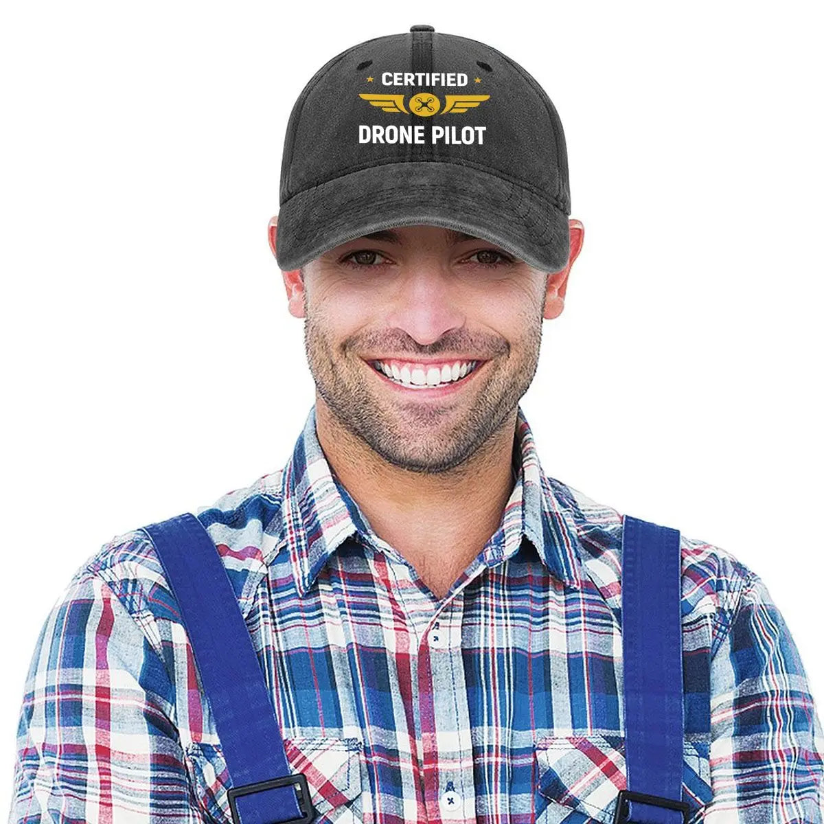 Drone Pilot Aviation - Themed Certification Badge Art Washed Baseball Cap