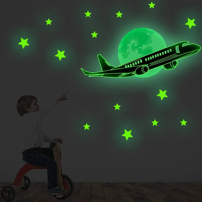 Night Sky Plane Stars Luminous Stickers Wall Stickers PVC Wallpaper