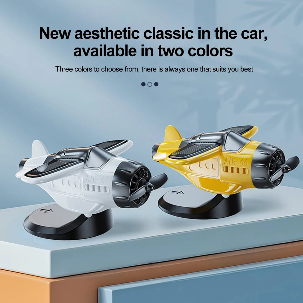 Solar Powered Aircraft For Car Tabletop Office Alloy Solar Energy Rotate Airplane Ornaments Solar Energy Rotate Helicopter Decor