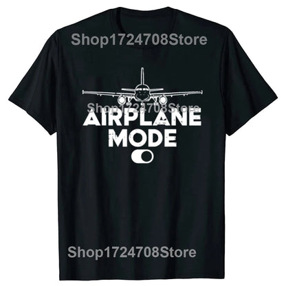 Airplane Mode On Aviation Aviator T-shirts Men Women's Fashion Casual Tshirt 100% Cotton