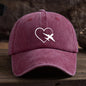 Fashionable unisex baseball cap with fun heart-shaped airplane print