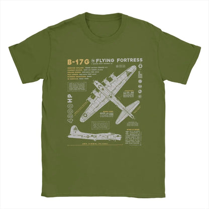 Men's T-Shirts B-17 Flying Fortress Humor Cotton Tees Fighter Plane WW2 War Pilot Aircraft Airplane T Shirt Tops 4XL 5XL 6XL