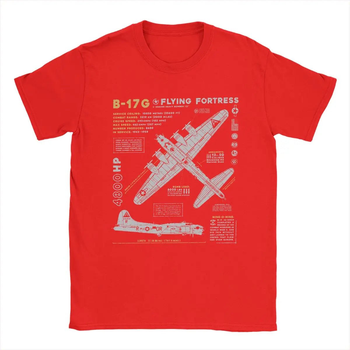 Men's T-Shirts B-17 Flying Fortress Humor Cotton Tees Fighter Plane WW2 War Pilot Aircraft Airplane T Shirt Tops 4XL 5XL 6XL