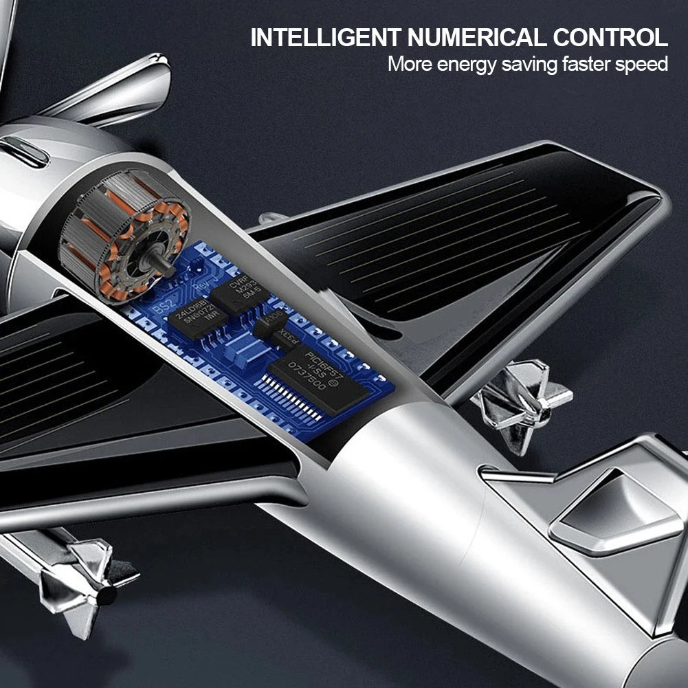 Car Essential Oil Diffuser Solar Airplane Car Diffuser Wooden Base Fragrance