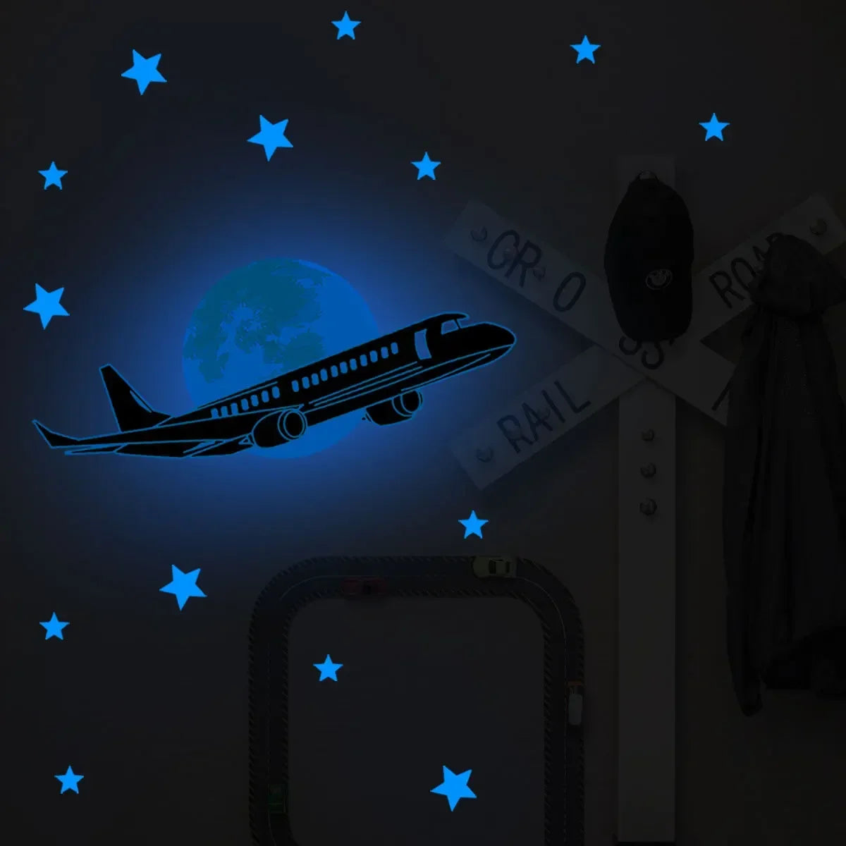 Night Sky Plane Stars Luminous Stickers Wall Stickers PVC Wallpaper