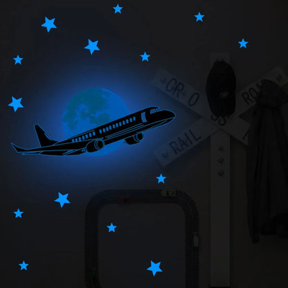 Night Sky Plane Stars Luminous Stickers Wall Stickers PVC Wallpaper