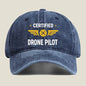 Drone Pilot Aviation - Themed Certification Badge Art Washed Baseball Cap