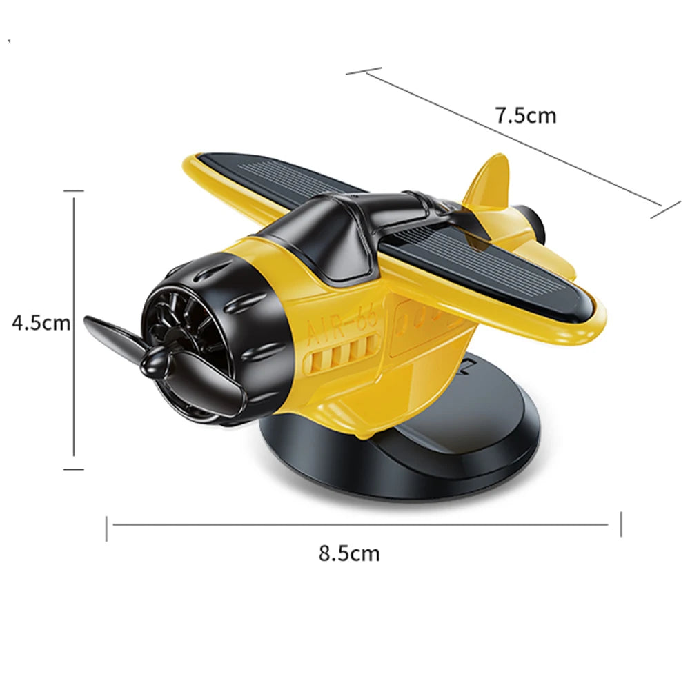 Solar Powered Aircraft For Car Tabletop Office Alloy Solar Energy Rotate Airplane Ornaments Solar Energy Rotate Helicopter Decor