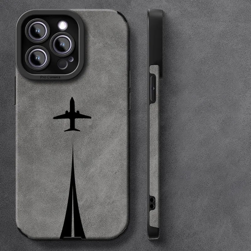 Black airplane trajectory pattern stylish design phone case, suitable for iPhone 17/16/16 Pro/16 Pro Max/16 Plus/15/15 Plus/15 P