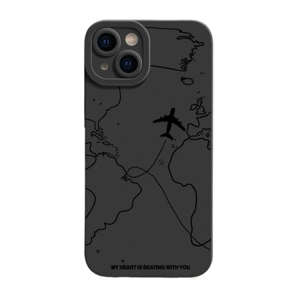 Travel-nspired Airplane Route Desian Phone Case For iPhone 16 15 14 13 12 11 Pro Max Mini 7 8 Plus XR XS Max Soft Silicone Cover
