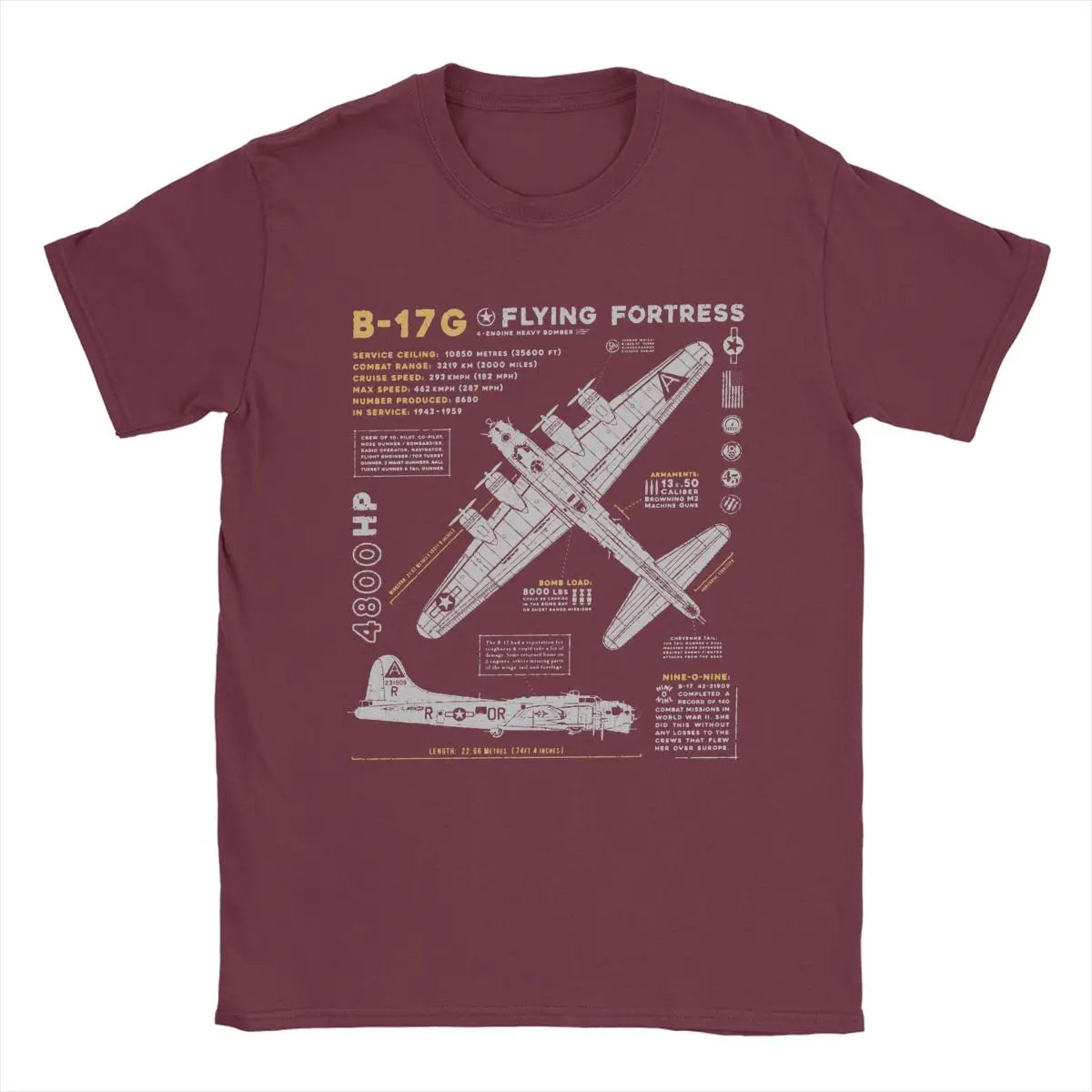 Men's T-Shirts B-17 Flying Fortress Humor Cotton Tees Fighter Plane WW2 War Pilot Aircraft Airplane T Shirt Tops 4XL 5XL 6XL