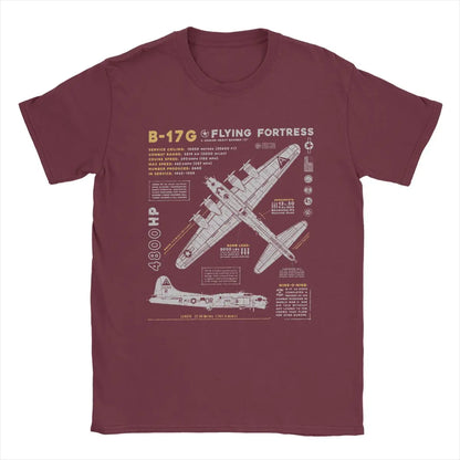 Men's T-Shirts B-17 Flying Fortress Humor Cotton Tees Fighter Plane WW2 War Pilot Aircraft Airplane T Shirt Tops 4XL 5XL 6XL