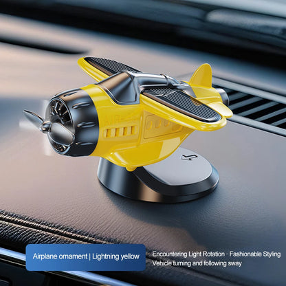 Solar Powered Aircraft For Car Tabletop Office Alloy Solar Energy Rotate Airplane Ornaments Solar Energy Rotate Helicopter Decor