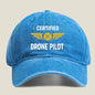 Drone Pilot Aviation - Themed Certification Badge Art Washed Baseball Cap