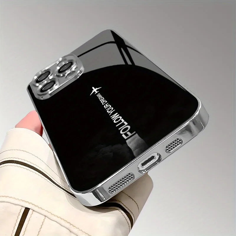 Travel-inspired Airplane Route Glass Electroplated Phone Case