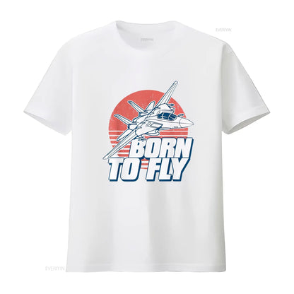 Born to Fly Fighter Jet Plane Kids Boys Airplane T Shirt vintage Washed Soft Casual Breathable Unisex streetwear Comfortable