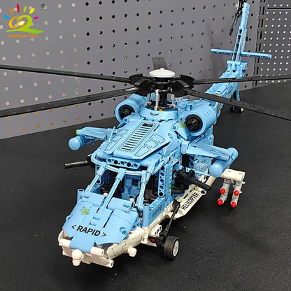 HUIQIBAO 1389PCS WW2 Military Helicopter Gunship Building Block Set for Children Airplane Weapon Bricks Toy Brick home Decor.