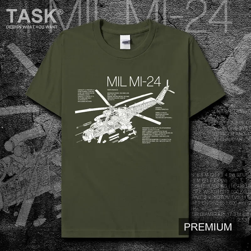 Russian Mi-24 Hind Attack Helicopter T-Shirt 100% Cotton O-Neck Short Sleeve Summer Casual Mens T-shirt Streetwear