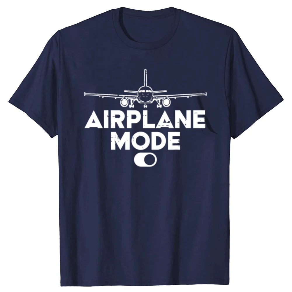 Airplane Mode On Aviation Aviator T-shirts Men Women's Fashion Casual Tshirt 100% Cotton