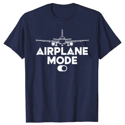 Airplane Mode On Aviation Aviator T-shirts Men Women's Fashion Casual Tshirt 100% Cotton