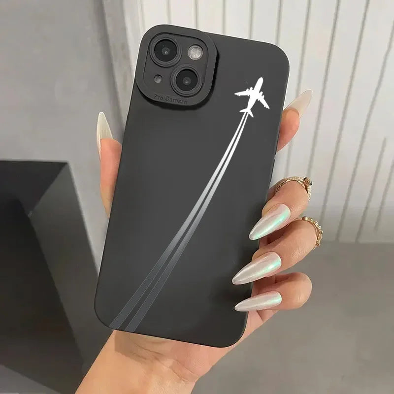 Premium Airplane Pattern Phone Case For iPhone 17 16 15 Pro Max Cases iPhone 14 13 12 11 16 Plus 16E 17 Air Soft Silicone Cover