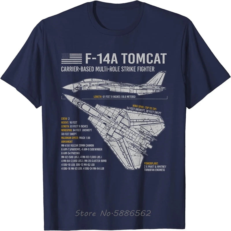 F-14 Tomcat F14 Aircraft Airplane Blueprint Schematic Men T-Shirt Oversized Unisex T Shirt Cotton