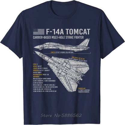 F-14 Tomcat F14 Aircraft Airplane Blueprint Schematic Men T-Shirt Oversized Unisex T Shirt Cotton