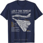 F-14 Tomcat F14 Aircraft Airplane Blueprint Schematic Men T-Shirt Oversized Unisex T Shirt Cotton