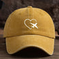 Fashionable unisex baseball cap with fun heart-shaped airplane print