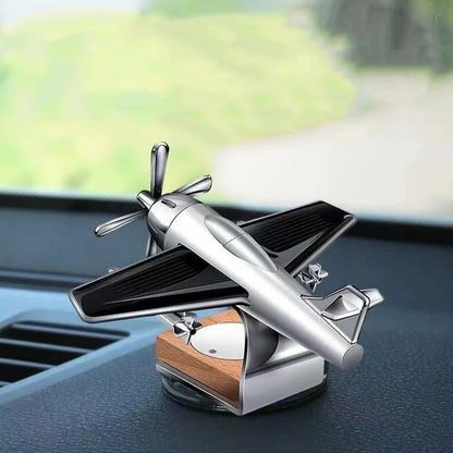 Car Essential Oil Diffuser Solar Airplane Car Diffuser Wooden Base Fragrance