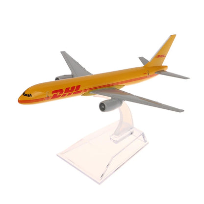 Aviation Replica 16CM 1:400 Scale DHL Freight Machine; Yellow High-Quality Metal Alloy Airplane Model.