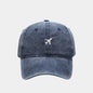 Cotton Caps Unisex Retro Embroidery Cap Airplane Print